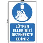 Lucena Metal Lütfen Ellerinizi Dezenfekte Ediniz 15 cm x 20 cm Uyarı Levhası Yönlendirme Tabelası