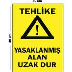 Lucena Metal Tehlike Yasaklanmış Alan Uzak Dur 30 cm x 40 cm A3 Büyüklüğünde Uyarı Levhası Yönlendirme