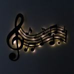 Lucenda LED Işıklı Sol Anahtarı ve Notalar Müzik Temalı Tablo Duvar Dekorlu Gece Lambası - 100 cm - Sarı