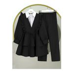 Lucia Fashion Fırfırlı Kuşaklı Tunik Pantolon İkili Takım