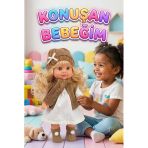 Lucia Girl Konuşan 35 Cm - Etkileşimli Kolları Bacakları Ve Kafası Et Kutulu Atkılı Oyuncak Bebek