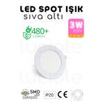 luciole 3W Beyaz Kasa LED Slim Spot – 3200K Günışığı Işık, 155 Lümen, 8.3 cm Çap, 220V, 15000 Saat Ömür