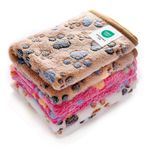 luciphia 1 Paket 3 Battaniye Süper Yumuşak Kabarık Birinci Sınıf Polar Evcil Hayvan Battaniyesi Flanel Köpek Yavrusu Kedi Pençesi için Örtü Kahverengi/Pembe/Beyaz Küçük (23x16 inç)