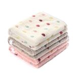 luciphia 1 Paket 3 Battaniye Süper Yumuşak Sevimli Nokta Desenli Evcil Hayvan Battaniyesi Flanel Köpek Yavrusu Kedi Bej/Kahverengi/Pembe Medium