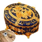 Luckxing Oval retro takı kutusu, metal retro takı kutusu, gül çiçekleri, metal kutu, küpeler, kolyeler, yüzükler için kapaklı dekoratif takı düzenleyici