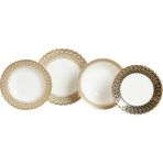 Lucky Art 67 Parça Isadora Bone China Porselen Gold Kenar Detaylı Klasik Yemek Takımı