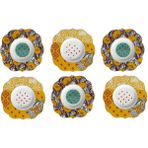 Lucky Art Eliana Bone China Desenli Porselen 6 Lı Çay Tabağı Seti - 6 Adet - Renkli