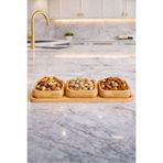 Lucky Clover Bambu 3 Lü Standlı Kare Servis Seti Çerezlik ve Kahvaltılık