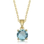 Lucky Gümüş Gold Turkuaz Kristal Yuvarlak Taşlı Kadın Kolye