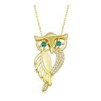 Lucky Gümüş Gold Yeşil Gözlü Baykuş Kadın Kolye