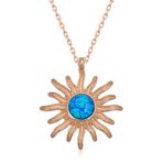 Lucky Gümüş Rose Mavi Opal Taşlı Güneş Kadın Kolye