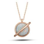Lucky Gümüş Rose Opal Taşlı Gezegen Kadın Kolye
