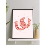 Lucky Hearts, Şanslı Kalpler At Nalı Aşk Pop Sanat Çerçeveli Tablo - Çerçeveli Poster