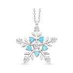 Lucky Life 925 Ayar Gümüş Aquamarine Taşlı Kar Tanesi Kadın Kolye