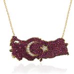 Lucky Life 925 Ayar Gümüş Gold Ay Yıldız Türkiye Haritası Kadın Kolye