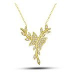 Lucky Life 925 Ayar Gümüş Gold Daldaki Kelebek Kadın Kolye