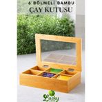 Lucky Love Bambu Lüks 6 Bölmeli Çay Kutusu I Çay Kahve Bitki Çayı Saklama Kutusu