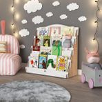 Lucky Montessori Ahşap Çocuk Odası 4 Raflı Kitaplık (Meşe - Beyaz)