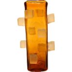 Luckyart Cam Amber Küp Büyük Vazo 17,5 x 17,5 x 34 cm