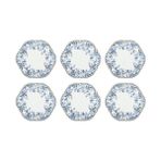 LuckyArt Clarice New Bone China Porselen Mavi Küçük Çiçek Desenli 6'lı Tabak Seti 19 cm Lyfn 018