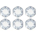 LuckyArt Clarice New Bone China Porselen Mavi Küçük Çiçek Desenli 6'lı Tabak Seti 27 cm Lyfn 017 - Çok Renkli