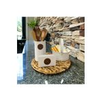 LUCKYHOMES Country Tarz 3 Lü Masa Üstü Set,Ekmeklik,Peçetelik,Kaşıklık Paslanmaz Çok Amaçlı Mutfak Seti