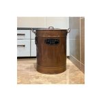 LUCKYHOMES Özel Üretim Metal Kapaklı Oval Gri Çamaşır Sepeti , Metal Kirli Çamaşır Sepeti 51 cm Paslanmaz