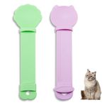 LuckyOpt Cat Strip Squeeze Feeder, 2 adet sevimli kedi muamelesi kaşığı, lezzetli kedi maması kaşığı, asılı delikli, çok fonksiyonlu evcil hayvan besleme, köpek ve kedi için kepçe (yeşil + pembe)