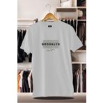LUCKYPORT Pamuklu Oversize Baskılı 3 İplik Şardonlu Beyaz T-Shirt | Brooklyn Şehir Baskı
