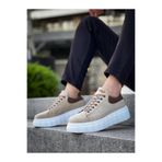 Lucy Shoes YG044 Erkek Yüksek Taban Bağcıklı Süet Spor Sneaker Ayakkabı SBT - Bej