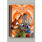 Ludios Zootropolis Karım da Karım Spiralli A5 Çizgisiz Tuale Kapaklı Hediyelik Defter (200 Sayfa)