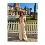 LudoWear Yüksek Bel Krem Palazzo Kot Pantolon