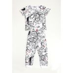 Luess Erkek Çocuk Baskılı %100 Pamuk Suprem Alt Üst Pijama Takımı - 3 Yaş - Beyaz