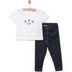 Luess Kız Çiçek Baskılı Tshirt-Tayt Kız Bebek - Ekru - 6 Ay