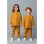 Luess Unisex Çocuk Dikiş Detaylı 3 Iplik Hardal Alt Üst Takım - 3 Yaş
