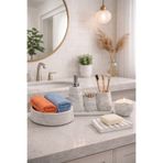 lufen deco Mermer Desenli 7'li Banyo Wc seti Sıvı Katı Sabunluk Havluluk vs. Modern Dekoratif Aksesuarları