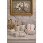 lufen deco Mermer Desenli Beton 7'li Banyo Wc Seti Sıvı Katı Sabunluk Havluluk Dekoratif Aksesuarları