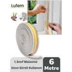 Lufern 6 Metre Beyaz Pvc Doğrama Kapı Pencere Soğuk Geçirmez Sızdırmaz Izolasyon Fitil Yapışkanlı 3x2=6 mt