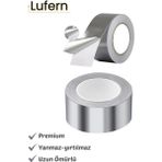 Lufern Alüminyum Yanmaz Folyo Bant Tamir Soba Boru Bandı Suya Sıcağa Dayanıklı Yama Düz Gri 44 mm x 20 M - 20 METRE