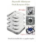 Lufern Dayanıklı 10 Adet Alüminyum Ocak Koruyucu Folyo Mutfak Yağ Kir Kolay Temizlik Isıya Dayanıklı - Gümüş