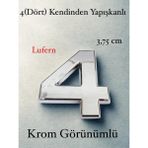 Lufern No 4 Kapı Numarası Kendinden Yapışkanlı Masa Dolap Plastik Ev Posta Kutusu Dış Mekan Daire 3,75 cm - Metalik Gri