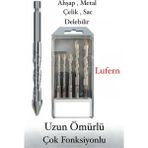 Lufern Premium 5 Li Matkap Ucu Elmas Ahşap Metal Sac Demir Çelik Delebilen Çok Amaçlı Parça Kırılmaz - 6mm -7mm-8mm-10mm-12mm
