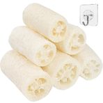 Luffa sünger doğal, lif kabağı salatalık ölü deriyi giderir, mutfak kabağı süngeri, 6 adet peeling fırçası, 10 cm, doğal elyaf sünger, vücut bakımı, mutfak, banyo fırçası ve lif kabağı sabunu için