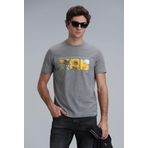 Lufian 111020192 June Gri Modern Grafik Erkek T-Shirt