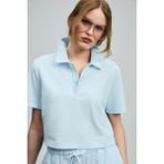 Lufian 121040001 Narın Polo Yaka T-Shirt Kadın Tişört - XS - Mavi