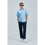Lufian Bert Erkek Basic Gömlek Comfort Fit - XS - Mavi