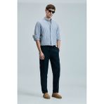 Lufian Bert Erkek Keten Pamuklu Gömlek Regular Fit Lacivert - XL
