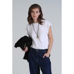 Lufian Clara Kadın T- Shırt Regular Fit Beyaz - 01-Beyaz - XS