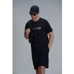 Lufian Erkek Benjamın Modern Grafik T-Shirt 111020197 Lacivert S