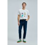 Lufian Erkek Funky Grafik T-Shirt Kırık Beyaz Orta Kalınlıkta Örme Kumaş ile Rahat Kullanım - 2XL